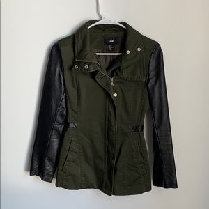H&M Green Jacket w/ Leather Details